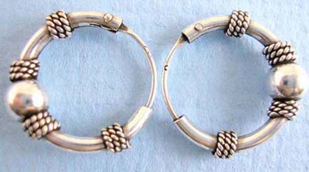  fish hoop sterling silver earring with 4 rope hanging on ring