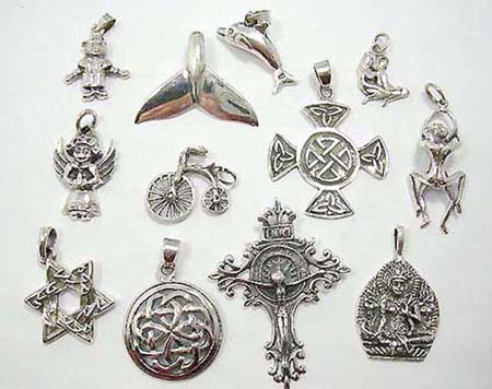 925 sterling silver necklace pendants, celtic, religion symbol, cross, angel
