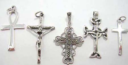 Cross religious sterling silver pendant, fashion jewelry