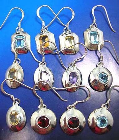 cz sterling silver earrings with trendy assortment of designs / colors