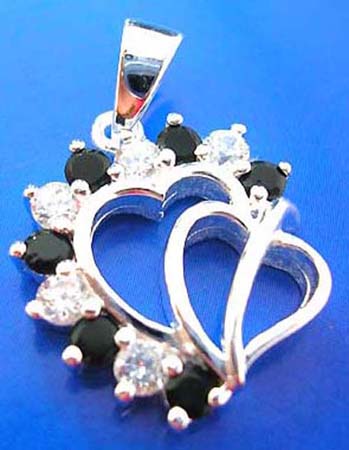  double heart love sterling silver pendant with cz stone
