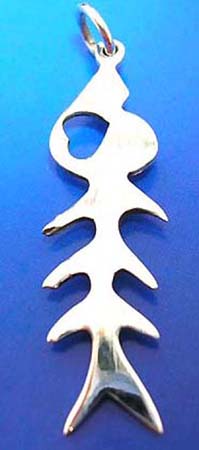  wholesale pendants jewelry, heart love fish bone sterling silver pendant