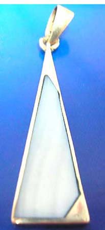  yellow color seashell inaly triangular outline sterling silver pendant