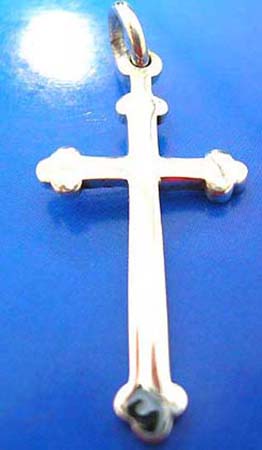  mini flower edge plain cross outline sterling silver pendant