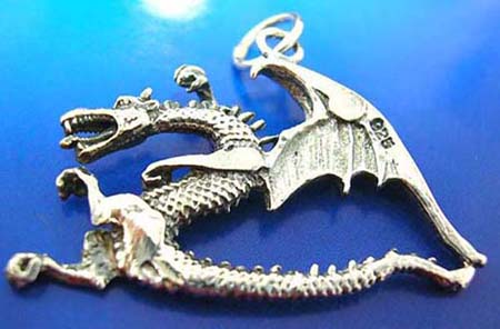  cut-out flying dragon thai silver pendant sterling 925