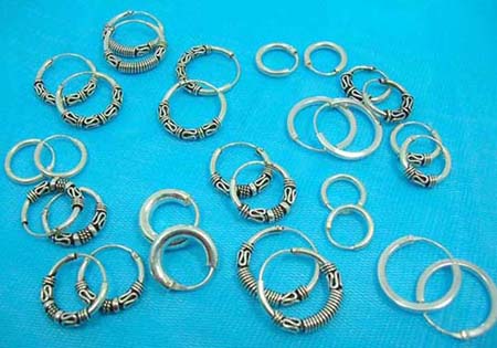 Bali hoop  silver earring