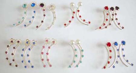  ear vine 925.sterling silver flower earring with mini cz embedded and assorted design and color, randomly picked by our workers